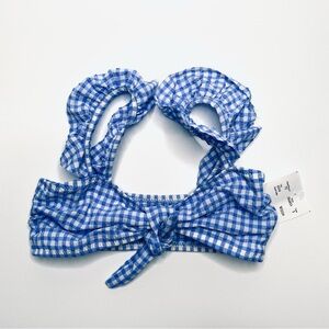 MNG Kids Blue & White Gingham Ruffle Tie Front Crop Top NWT Baby Toddler